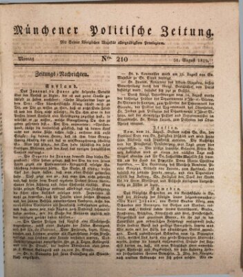 Münchener politische Zeitung (Süddeutsche Presse) Montag 31. August 1829