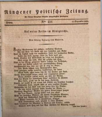 Münchener politische Zeitung (Süddeutsche Presse) Freitag 11. September 1829