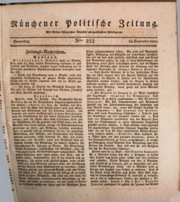 Münchener politische Zeitung (Süddeutsche Presse) Donnerstag 24. September 1829