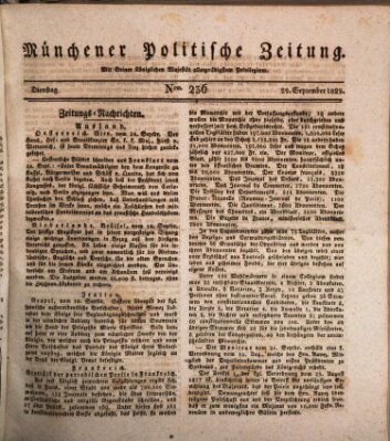 Münchener politische Zeitung (Süddeutsche Presse) Dienstag 29. September 1829