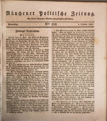 Münchener politische Zeitung (Süddeutsche Presse) Donnerstag 1. Oktober 1829