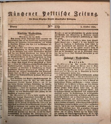 Münchener politische Zeitung (Süddeutsche Presse) Freitag 2. Oktober 1829