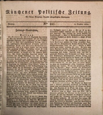 Münchener politische Zeitung (Süddeutsche Presse) Freitag 9. Oktober 1829