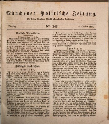 Münchener politische Zeitung (Süddeutsche Presse) Dienstag 13. Oktober 1829