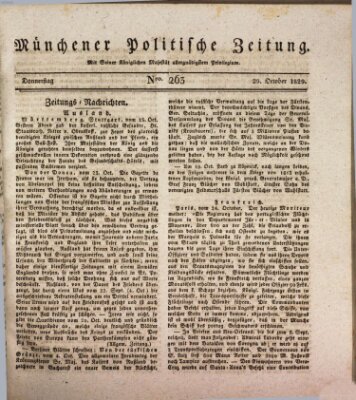 Münchener politische Zeitung (Süddeutsche Presse) Donnerstag 29. Oktober 1829