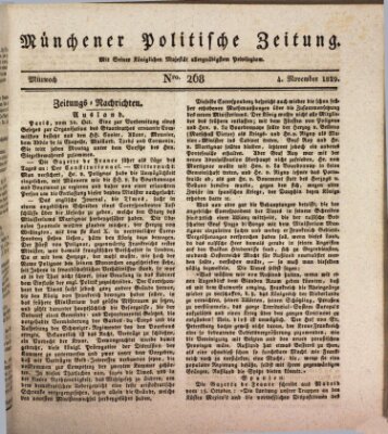 Münchener politische Zeitung (Süddeutsche Presse) Mittwoch 4. November 1829