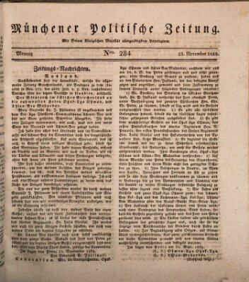 Münchener politische Zeitung (Süddeutsche Presse) Montag 23. November 1829