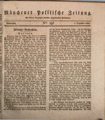 Münchener politische Zeitung (Süddeutsche Presse) Donnerstag 3. Dezember 1829