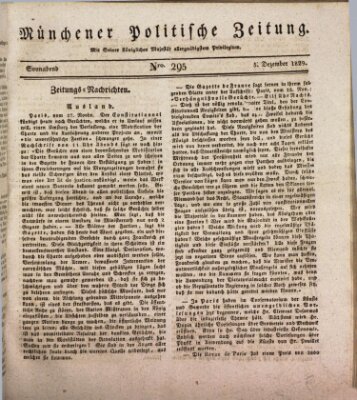 Münchener politische Zeitung (Süddeutsche Presse) Samstag 5. Dezember 1829