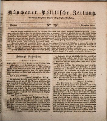 Münchener politische Zeitung (Süddeutsche Presse) Montag 7. Dezember 1829