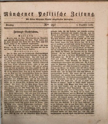 Münchener politische Zeitung (Süddeutsche Presse) Dienstag 8. Dezember 1829