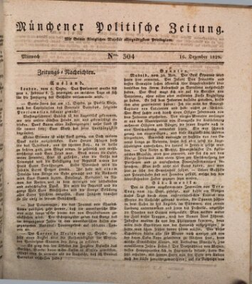 Münchener politische Zeitung (Süddeutsche Presse) Mittwoch 16. Dezember 1829