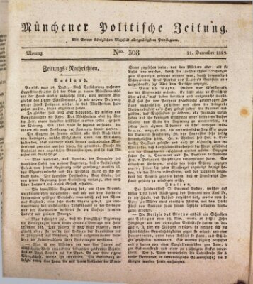 Münchener politische Zeitung (Süddeutsche Presse) Montag 21. Dezember 1829