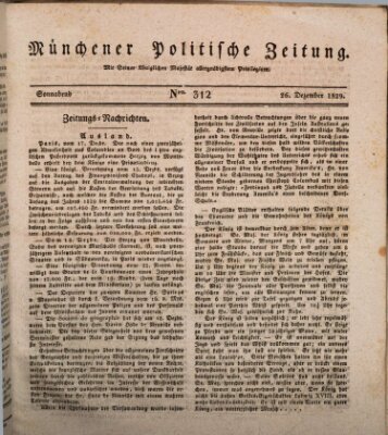 Münchener politische Zeitung (Süddeutsche Presse) Samstag 26. Dezember 1829