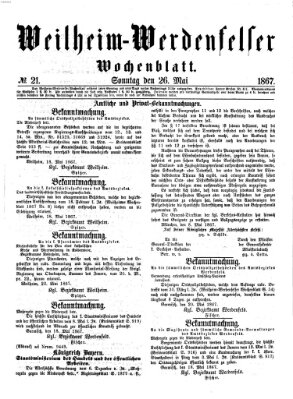 Weilheim-Werdenfelser Wochenblatt Sonntag 26. Mai 1867