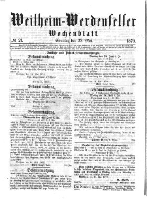 Weilheim-Werdenfelser Wochenblatt Sonntag 22. Mai 1870