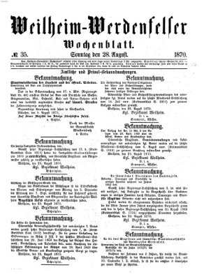 Weilheim-Werdenfelser Wochenblatt Sonntag 28. August 1870