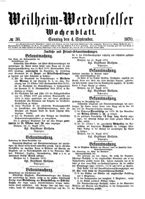 Weilheim-Werdenfelser Wochenblatt Sonntag 4. September 1870