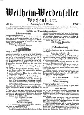 Weilheim-Werdenfelser Wochenblatt Sonntag 9. Oktober 1870