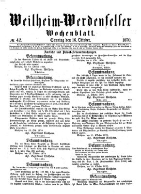 Weilheim-Werdenfelser Wochenblatt Sonntag 16. Oktober 1870