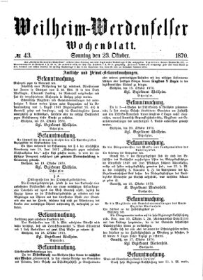 Weilheim-Werdenfelser Wochenblatt Sonntag 23. Oktober 1870