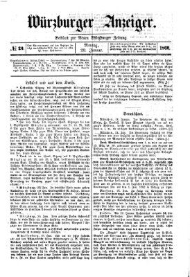 Würzburger Anzeiger (Neue Würzburger Zeitung) Montag 20. Januar 1862