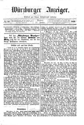 Würzburger Anzeiger (Neue Würzburger Zeitung) Montag 27. Januar 1862