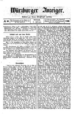 Würzburger Anzeiger (Neue Würzburger Zeitung) Mittwoch 5. Februar 1862