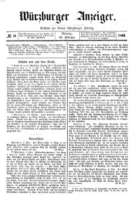 Würzburger Anzeiger (Neue Würzburger Zeitung) Montag 10. Februar 1862