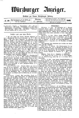 Würzburger Anzeiger (Neue Würzburger Zeitung) Montag 17. Februar 1862