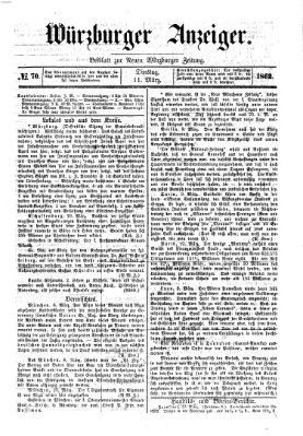 Würzburger Anzeiger (Neue Würzburger Zeitung) Dienstag 11. März 1862