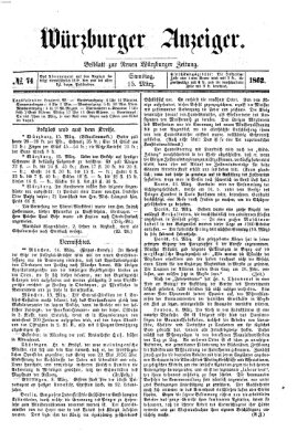 Würzburger Anzeiger (Neue Würzburger Zeitung) Samstag 15. März 1862