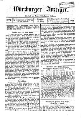 Würzburger Anzeiger (Neue Würzburger Zeitung) Sonntag 16. März 1862