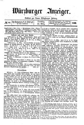 Würzburger Anzeiger (Neue Würzburger Zeitung) Samstag 22. März 1862