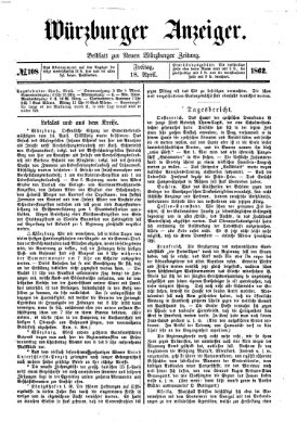 Würzburger Anzeiger (Neue Würzburger Zeitung) Freitag 18. April 1862