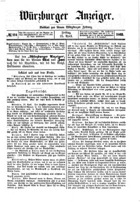 Würzburger Anzeiger (Neue Würzburger Zeitung) Freitag 25. April 1862