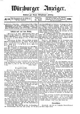 Würzburger Anzeiger (Neue Würzburger Zeitung) Samstag 26. April 1862