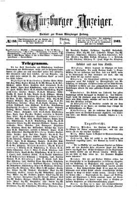 Würzburger Anzeiger (Neue Würzburger Zeitung) Dienstag 3. Juni 1862