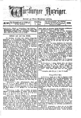 Würzburger Anzeiger (Neue Würzburger Zeitung) Samstag 7. Juni 1862