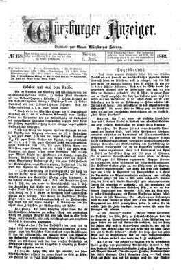 Würzburger Anzeiger (Neue Würzburger Zeitung) Montag 9. Juni 1862