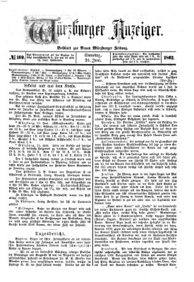 Würzburger Anzeiger (Neue Würzburger Zeitung) Samstag 21. Juni 1862