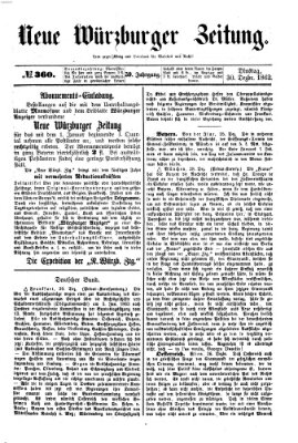 Neue Würzburger Zeitung Dienstag 30. Dezember 1862