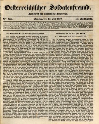 Oesterreichischer Soldatenfreund (Militär-Zeitung) Samstag 13. Juli 1850