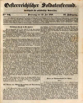 Oesterreichischer Soldatenfreund (Militär-Zeitung) Donnerstag 18. Juli 1850