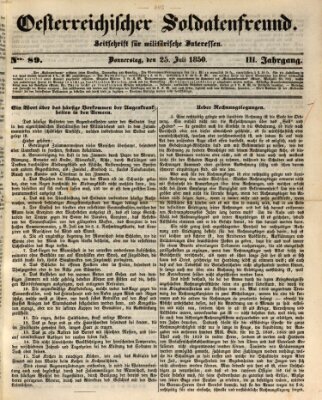 Oesterreichischer Soldatenfreund (Militär-Zeitung) Donnerstag 25. Juli 1850