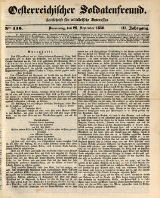 Oesterreichischer Soldatenfreund (Militär-Zeitung) Donnerstag 26. September 1850