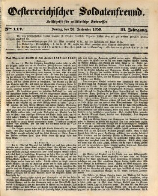 Oesterreichischer Soldatenfreund (Militär-Zeitung) Samstag 28. September 1850