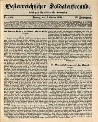 Oesterreichischer Soldatenfreund (Militär-Zeitung) Dienstag 15. Oktober 1850