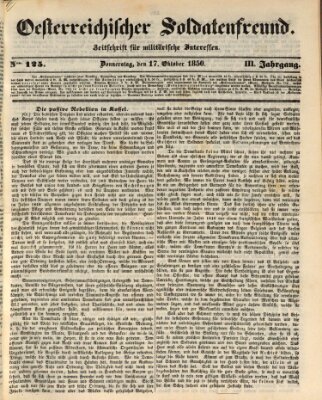 Oesterreichischer Soldatenfreund (Militär-Zeitung) Donnerstag 17. Oktober 1850