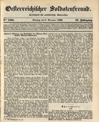 Oesterreichischer Soldatenfreund (Militär-Zeitung) Samstag 9. November 1850